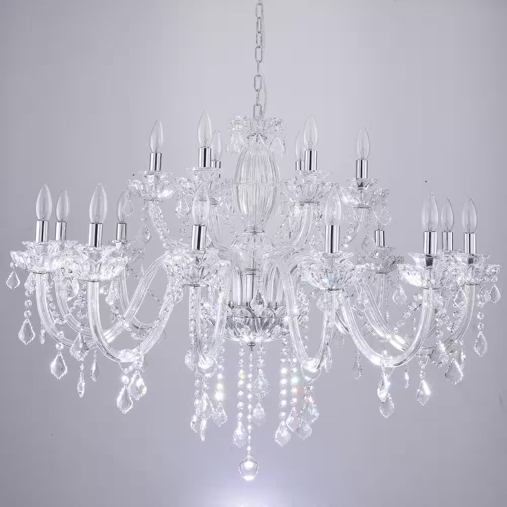 Atlanta 18-Light Clear Candle Style Classic/Traditional Chandelier with Crystal Accents