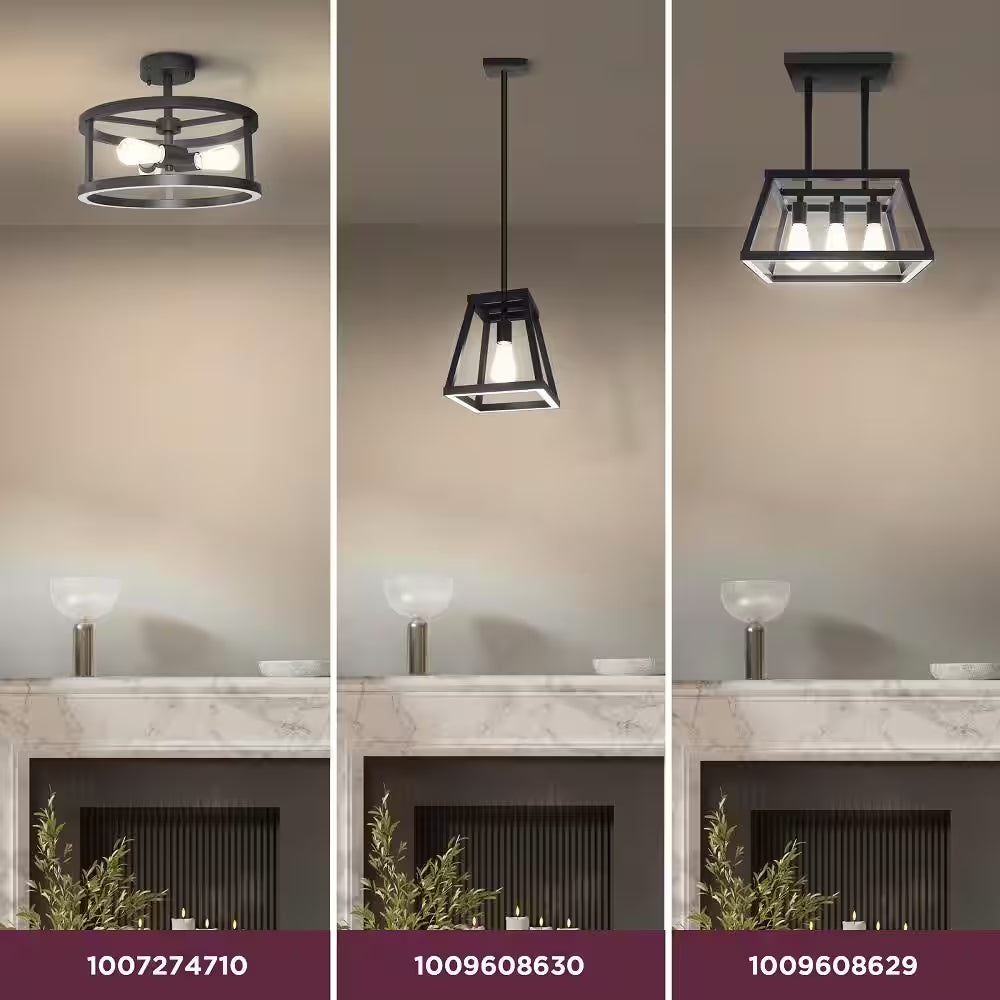 Katalyst 60-Watt 3-Light Matte Black Modern Adjustable CCT and 3-Light Modes Integrated LED Chandelier Light