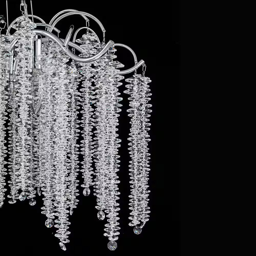 Theodora Modern Contemporary 6-Light Polished Chrome Chandelier with Hanging Crystal