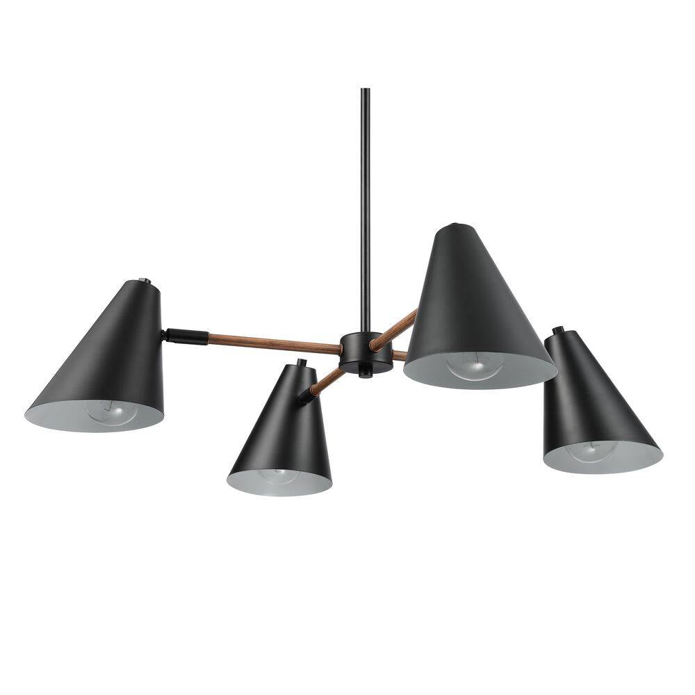 Woodstock 4-Light Matte Black Transitional Chandelier