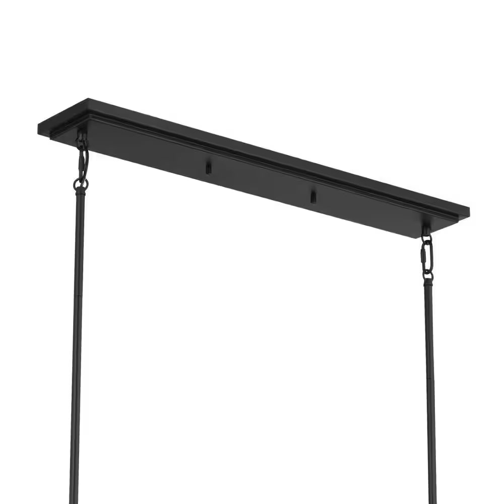 Ali 56.5 In. 10-Light Black Traditional Shaded Linear Chandelier for Dining Room
