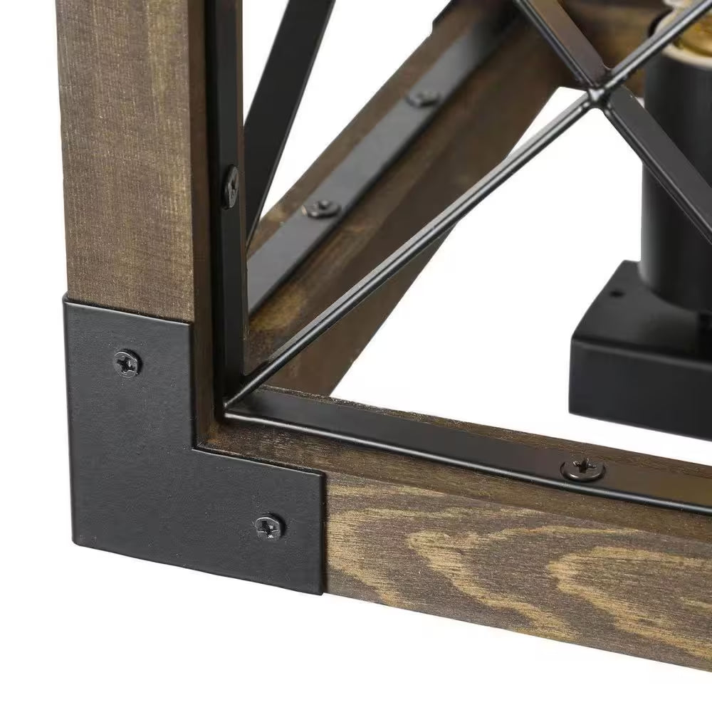 Colorado Modern Farmhouse 5-Light Rectangular Box Black Dining Room Chandelier