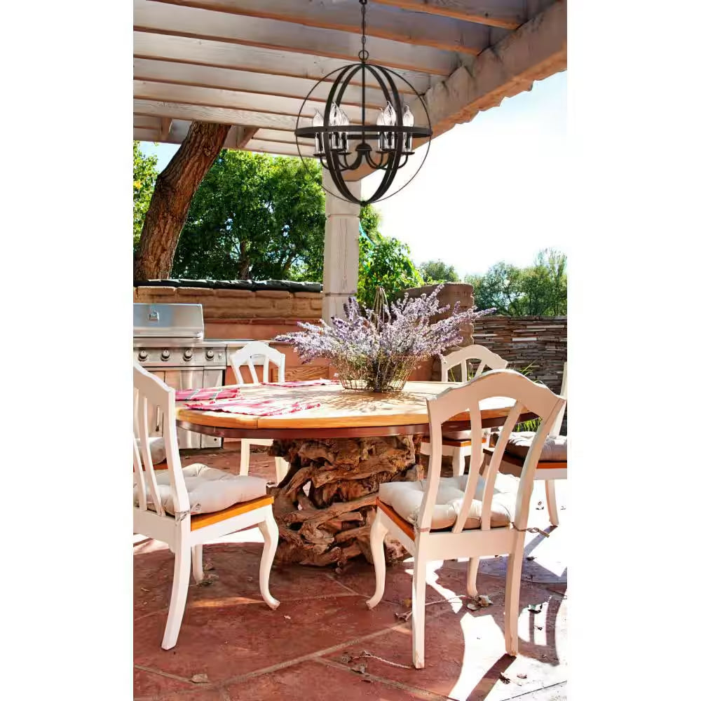 Stella Mira 6-Light Oil Rubbed Bronze with Highlights Outdoor Hanging Chandelier