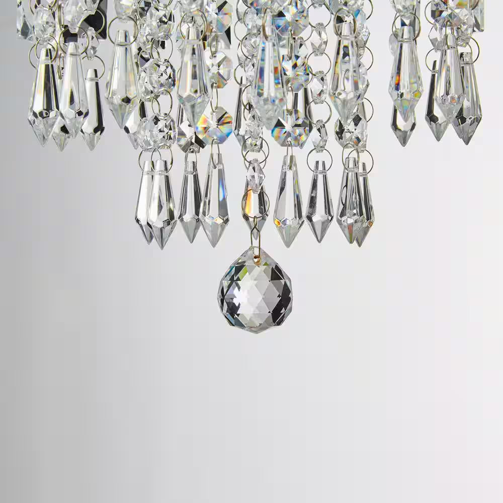 11 In. 5-Light Chrome Flush Mount Chandelier with K9 Crystals
