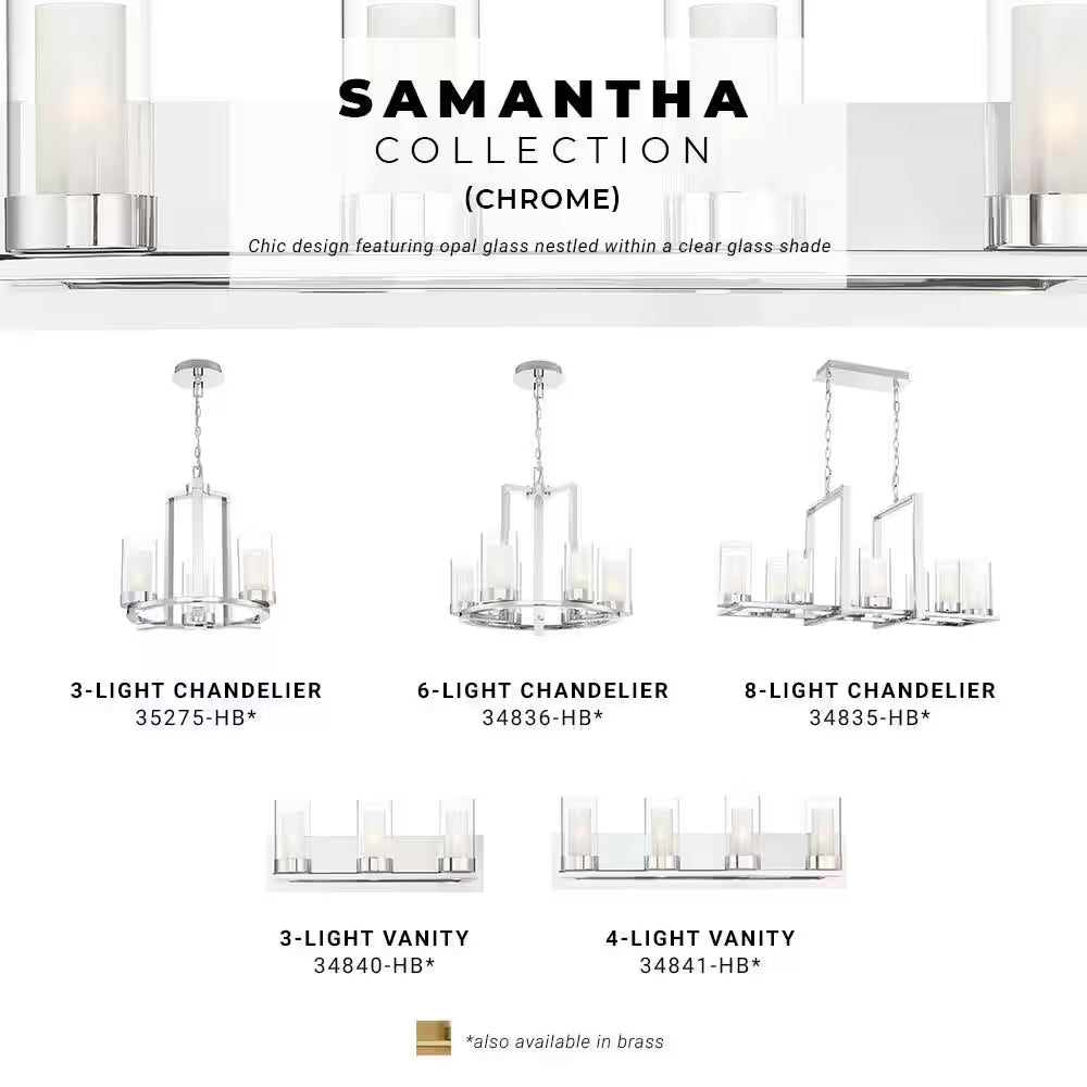 Samantha 60-Watt 8-Light LED Chrome Chandelier with Clear and Frosted Shades