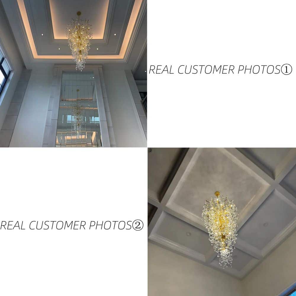 Modern Chandelier 118 In. 28-Light Crystal Gold Chandelier for Foyer, Living Room, Multiple Tiers Chandelier