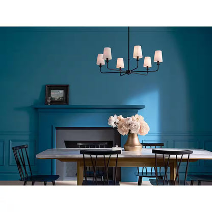 Pallas 32.25 In. 6-Light Black Traditional Shaded Circle Chandelier for Dining Room