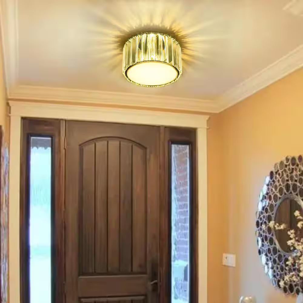 9 In. 4-Light Crystal Semi Flush Mount Chandelier