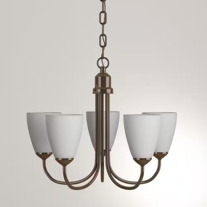 Gather Collection 5-Light Antique Bronze Etched Glass Traditional Chandelier Light