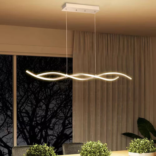 2-Light Silver Wave Spiral LED Chandelier