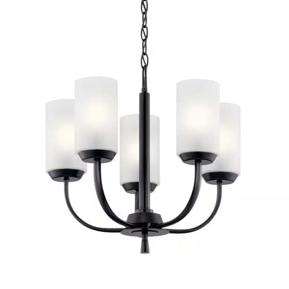 Kennewick 18.5 In. 5-Light Black Traditional Shaded Circle Chandelier for Dining Room