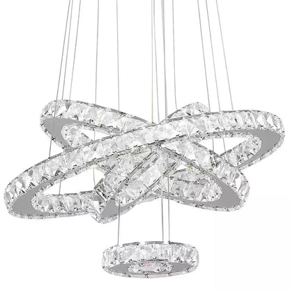 Jefferson 4 - Light Clear/Chrome Unique/Statement Geometric Integrated LED Chandelier Accents