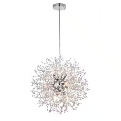 Garofano 9-Light Sputnik Modern Chrome Finish Globe Chandelier for Dining/Living Room, Bedroom, Foyer, Office