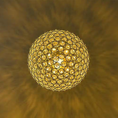 Ramas 1-Light Antique Gold Globe Chandelier with Crystal Accents for Kitchen Island