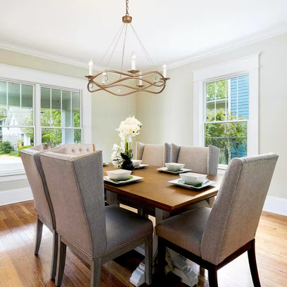 Modern Farmhouse Chandelier Nova 25 In. 5- -Light Gold round Metal Island Modern Farmhouse Chandelier