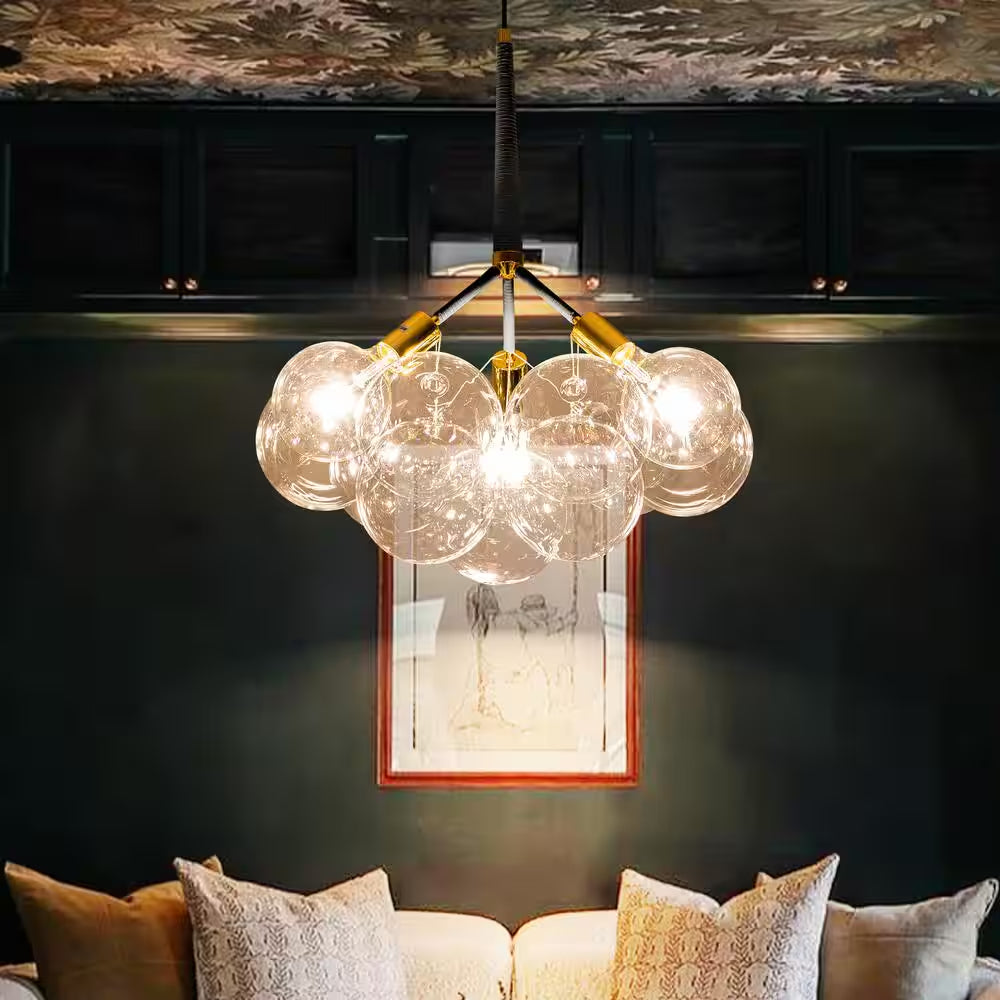 Sarah 3-Light Black Unique Sphere Modern Glass Bubble Chandelier