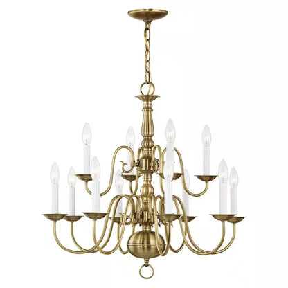 Williamsburgh 12 Light Antique Brass Chandelier