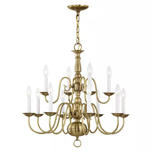 Williamsburgh 12 Light Antique Brass Chandelier