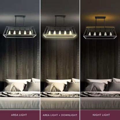 Katalyst 60-Watt 5-Light Matte Black Modern Adjustable CCT and 3-Light Modes Integrated LED Chandelier Light