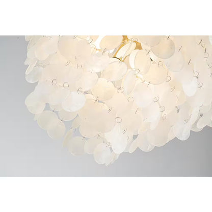 22 In. 6-Light Coastal Capiz Seahells Chandelier 4-Tier Vintage Natural Seashell Hanging-Light in Antique Gold