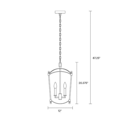 Estoril 3-Light Antique Guild Traditional Transitional Small Hanging Candlestick Chandelier
