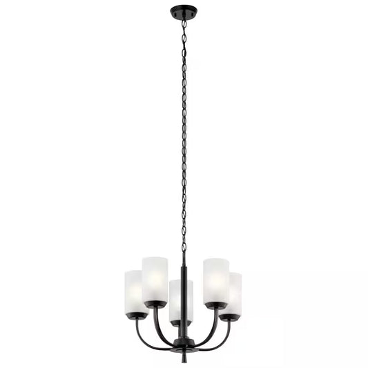 Kennewick 18.5 In. 5-Light Black Traditional Shaded Circle Chandelier for Dining Room
