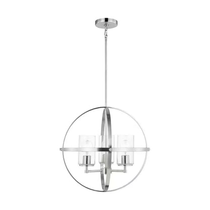 Alturas 3-Light Brushed Nickel Modern Dining Room Hanging Globe Chandelier with Clear Seeded Glass Shades
