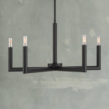 5-Light Matte Black Dimmable Contemporary Chandelier for Dining Room Kitchen Foyer
