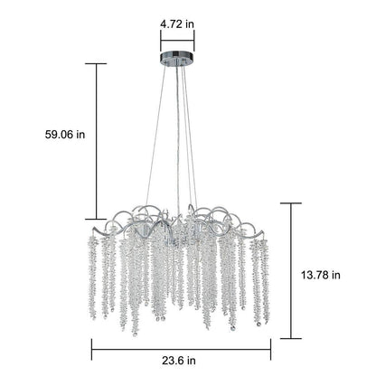 Theodora Modern Contemporary 6-Light Polished Chrome Chandelier with Hanging Crystal