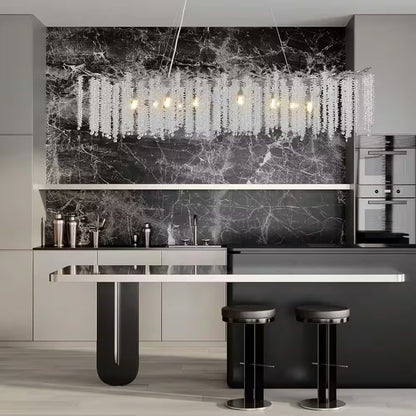 14-Light Silver Chandelier, Luxury Flush Mount Chandelier with K9 Crystal, for Dining Room, Living Room, Kitchen