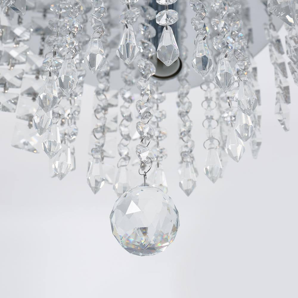 9 In. 2-Light Modern Crystal Kitchen Chandelier Ceiling Light,Chrome Crystal Raindrop Flush Mount for Hallway, Bedroom