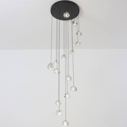 16 Lights Black Raindrop Crystal Chandelier for Living Dining Room Staircase, G4 Bulb Base