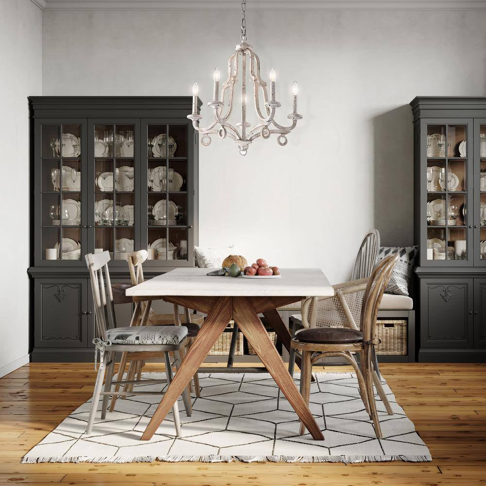 Hartsville 5-Light Antique White Farmhouse Distressed Candle Style Chandelier