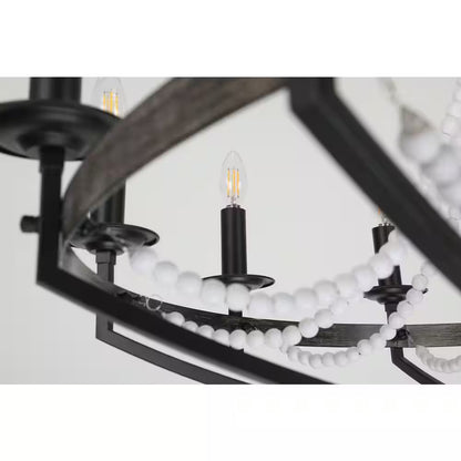 12-Light Rustic Candle Style Modern Industrial Chandelier Ambient Lighting for Dining Room Living Room Foyer