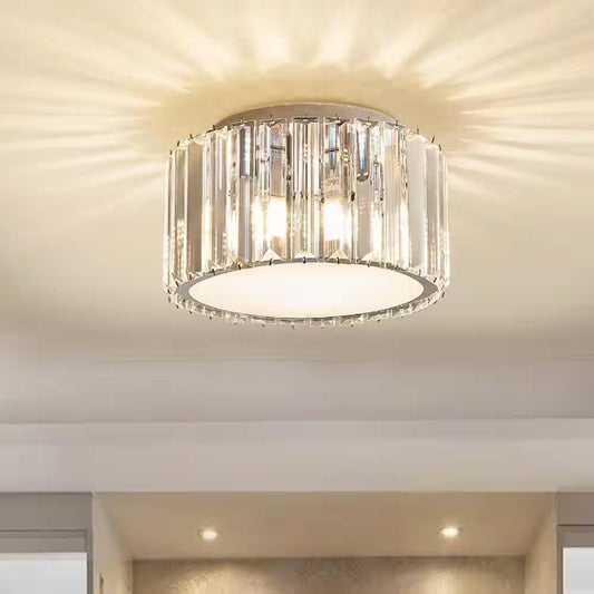9 In. 4-Light Crystal Semi Flush Mount Chandelier