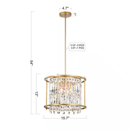 Joli 4-Light Gold Drum Chandelier for Kitchen Island, Dining/Living Room, Bedroom, Foyer, with No Bulbs Included