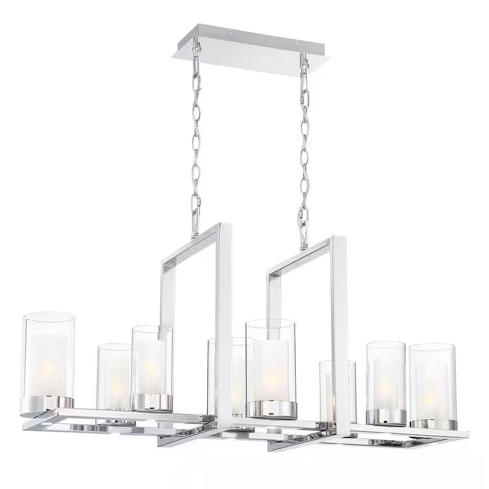 Samantha 60-Watt 8-Light LED Chrome Chandelier with Clear and Frosted Shades