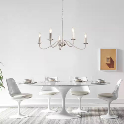5-Light Nickel Farmhouse Chandeliers for Living Room Foyer Hallway Dining Room