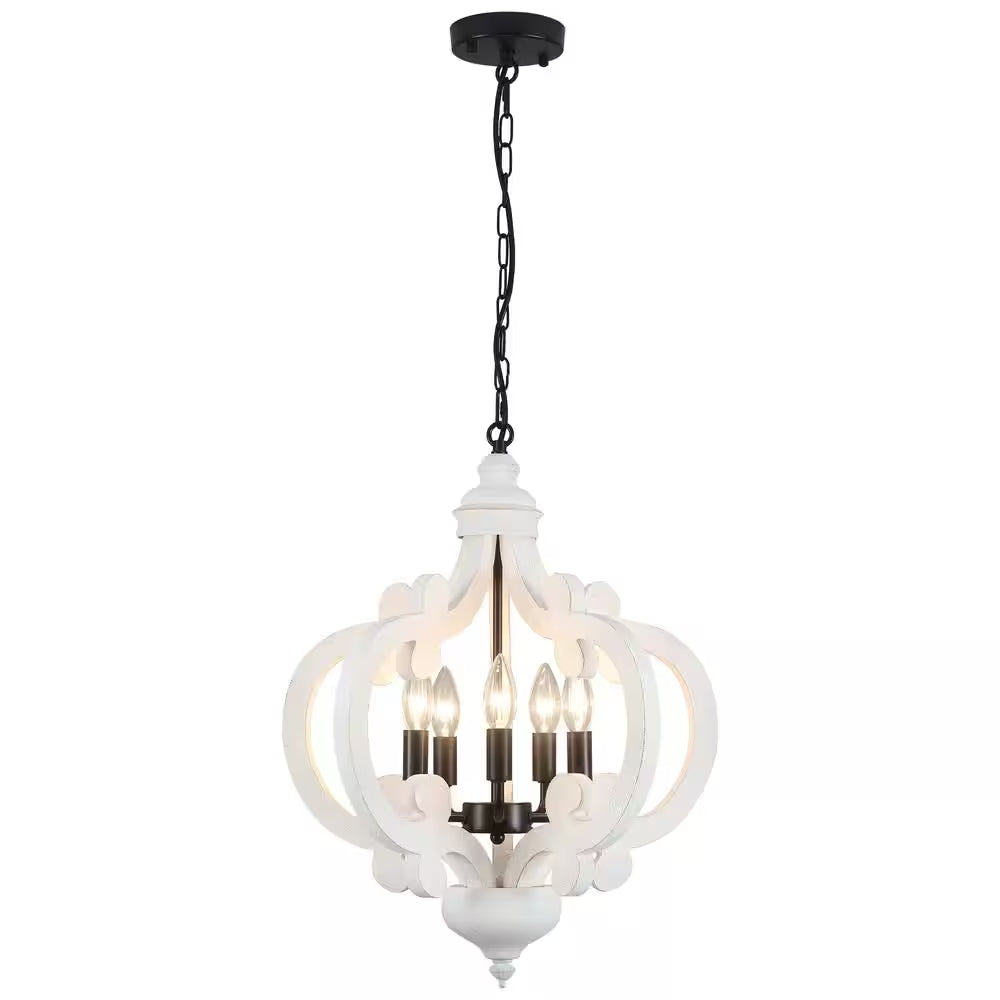 5-Light Black Cottage Chandelier Hanging Ceiling Lamp for Kitchen Island