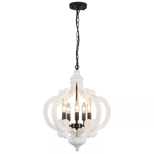 5-Light Black Cottage Chandelier Hanging Ceiling Lamp for Kitchen Island