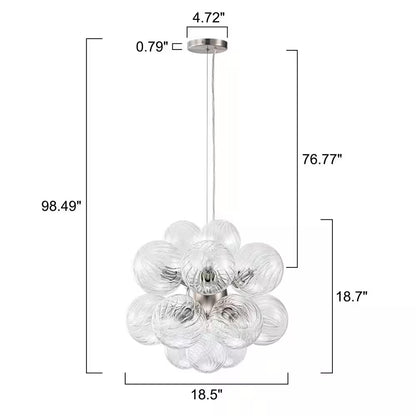 Josie 12-Light Nickel Modern Bubble Cluster Chandelier with Swirled Globe Glass