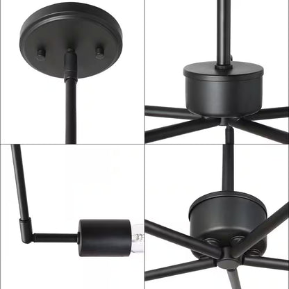 Modern Industrial Island Chandelier Lights, 5-Light Black Transitional Geometric Chandelier with Adjustable Lamp Arms