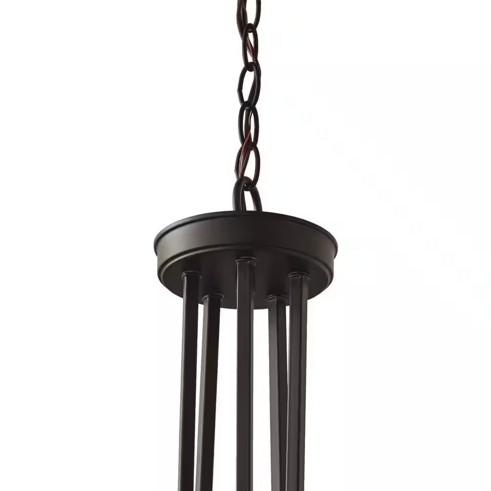 Knollwood 30 In. 5-Light Black Bronze with Brass Accents Industrial round Chandelier for Kitchens