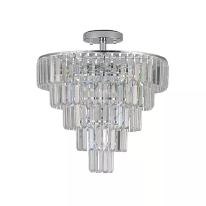 10-Light Chrome Crystal 5-Tier Chandelier for Living Room, Dining Room, Bedroom, Hallway with No Bulbs Included