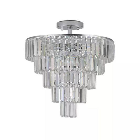 10-Light Chrome Crystal 5-Tier Chandelier for Living Room, Dining Room, Bedroom, Hallway with No Bulbs Included