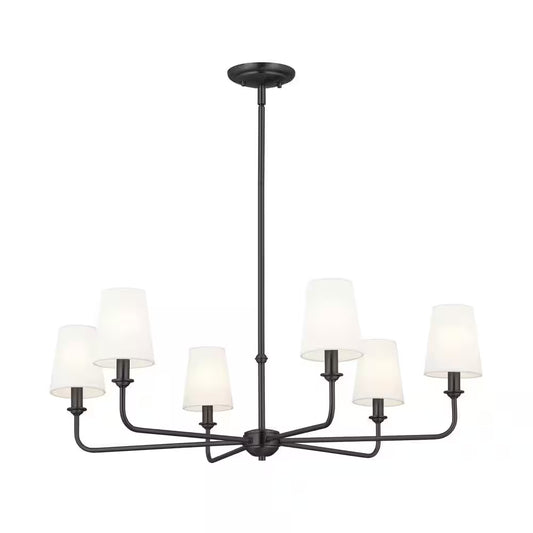 Pallas 32.25 In. 6-Light Black Traditional Shaded Circle Chandelier for Dining Room