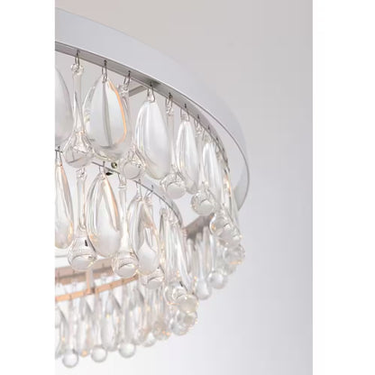 Adela 24 In. Dia Matte Silver Finish Crystal 6-Light Chandelier
