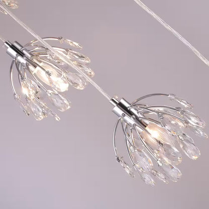 Adelman 7-Light Dimmable Modern Chrome Crystal Chandelier for Stairs Foyer High Ceiling Living Room