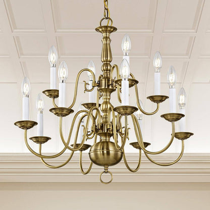 Williamsburgh 12 Light Antique Brass Chandelier