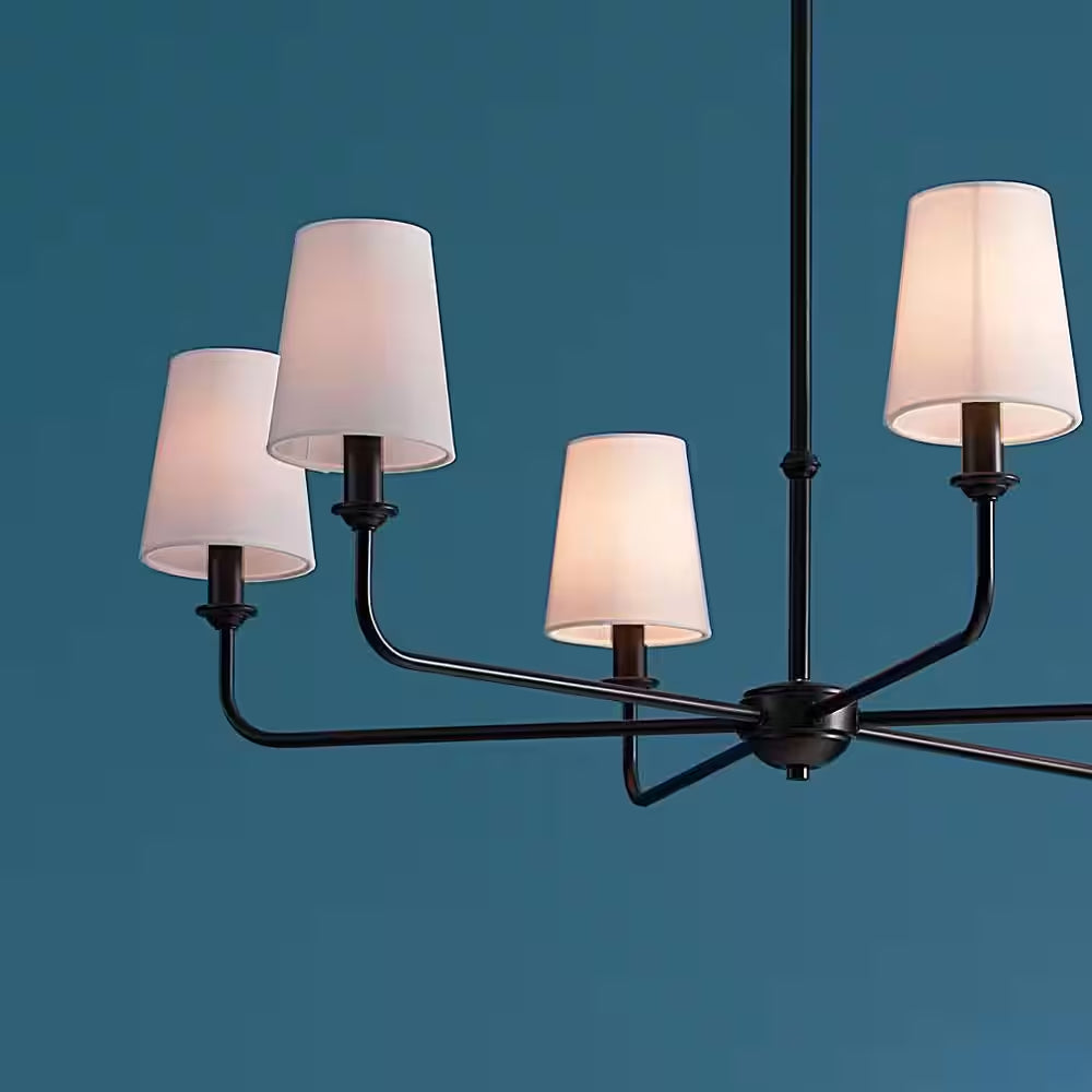 Pallas 32.25 In. 6-Light Black Traditional Shaded Circle Chandelier for Dining Room